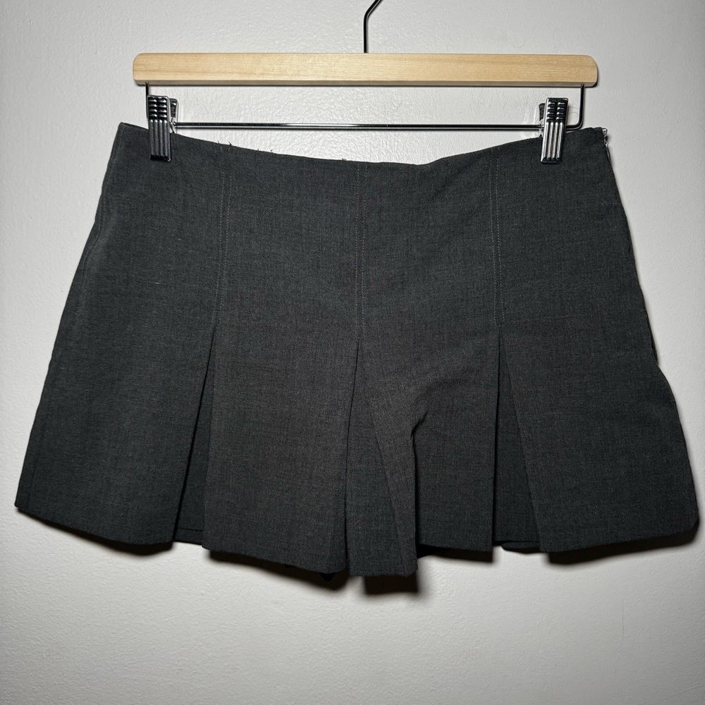 Zara Pleated Mini Skort Womens M Gray School Girl Academia Y2K Preppy